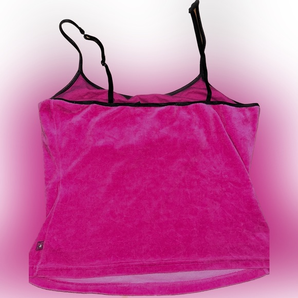 y2k 2000s velvet pink and black rhinestone “Angel” tank top ! size l - Picture 2 of 2
